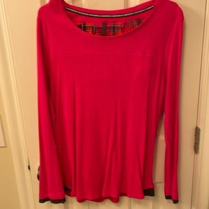 dkny pj/short set /hot pink long sleeve thermal /aid flannel shorts with ribbon